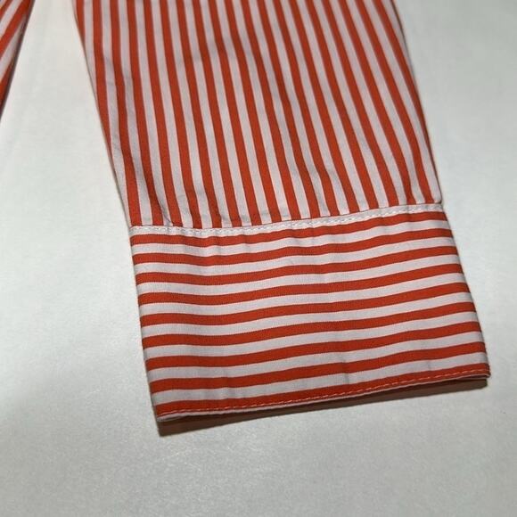 Prototype Button-Front Shirt Striped burn orange White Top Long Sleeve Size L - Picture 4 of 5